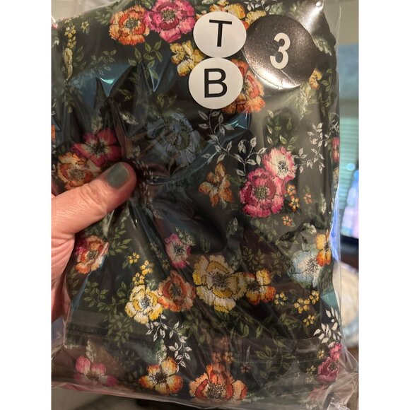 Rose+Olive Womens Floral Print Balloon Sleeve Boho Blouse Top Black Multicolor - Picture 5 of 13